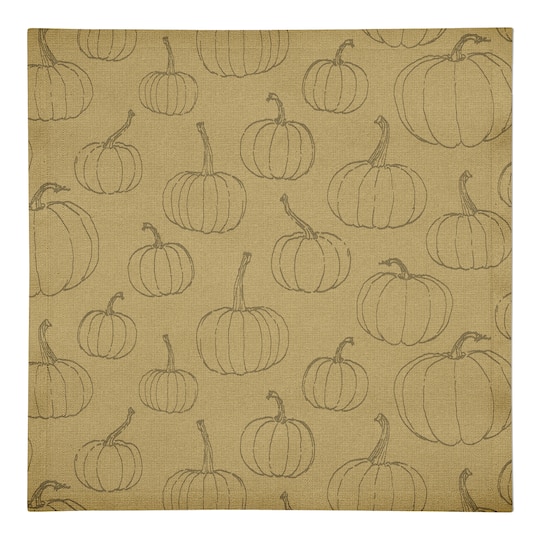 Mustard Yellow Pumpkin Pattern Cotton Twill Napkin